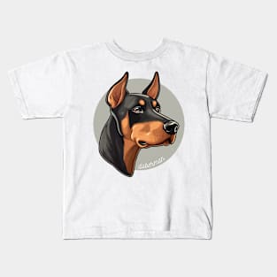 Doberman Pinscher Dobie Dog Breed Cursive Graphic Kids T-Shirt